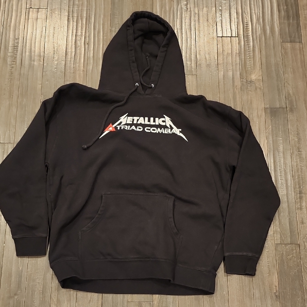 Fight Club Metallica Black 'Triad Combat' Logo Hoodie - Men's Pullover - Picture 1 of 3
